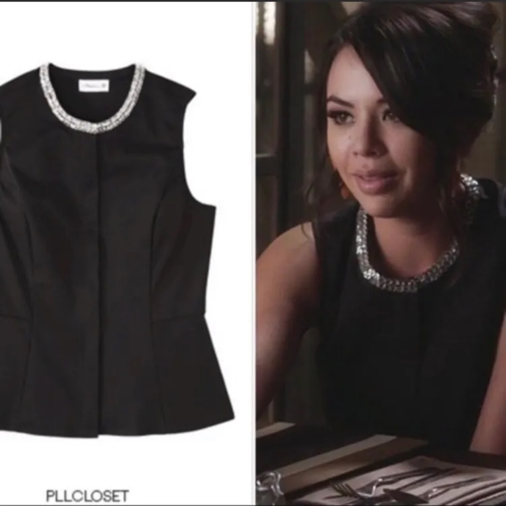 3.1 Phillip Lim Target Bead Embellished Collar Zip Front Sleeveless Peplum Top